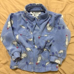 Columbia Snowman Skiing 3T Kids Fleece winter Christmas snow